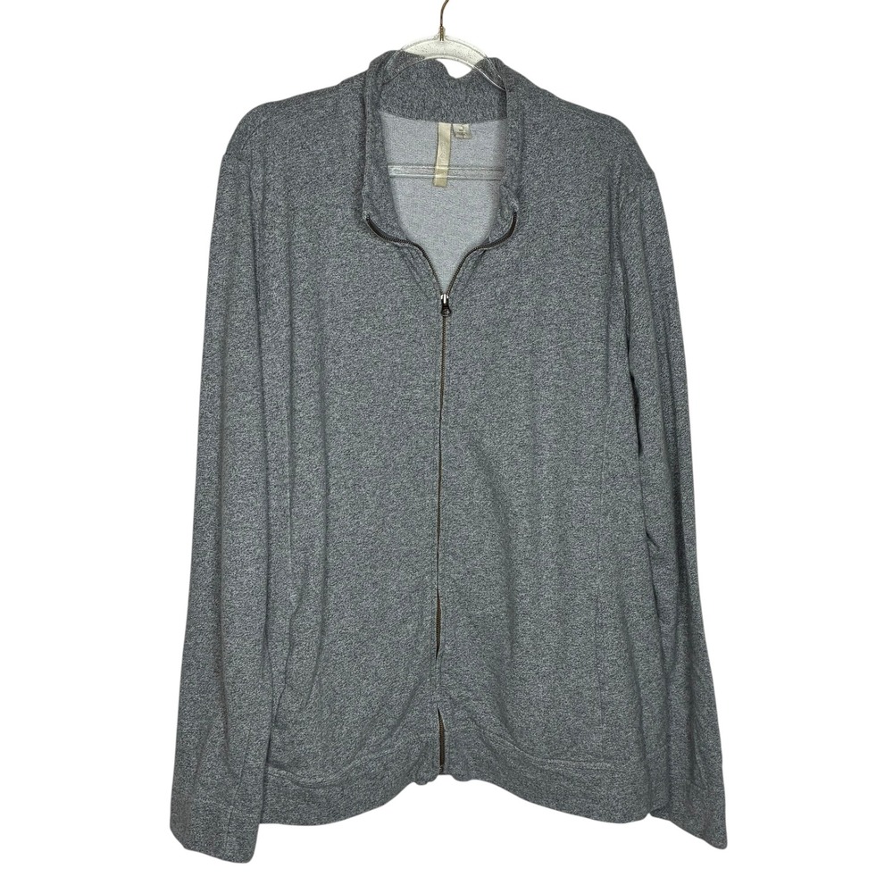 Pure Jill J Jill Womens XL Gray Full Zip Cotton Sweatshirt Mock Neck Jacket